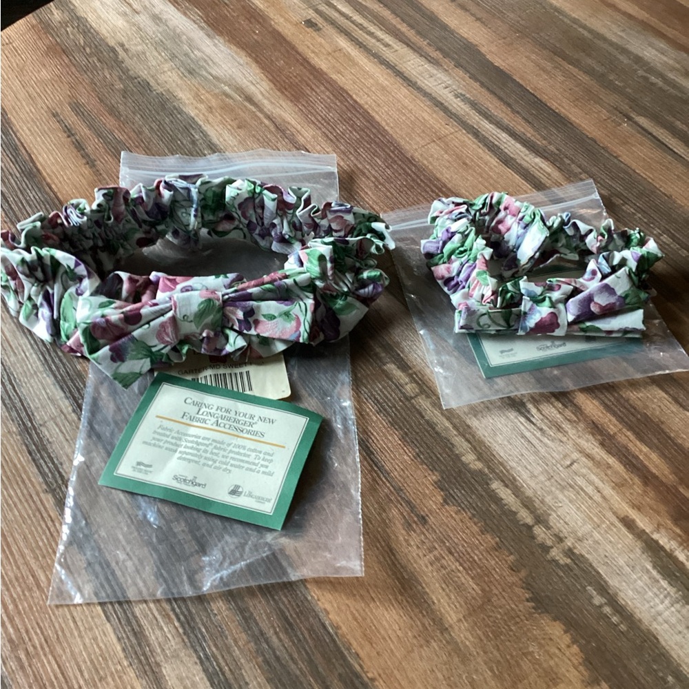 2 NIP Longaberger Basket Garters Sweet Pea Small & Medium.  #17